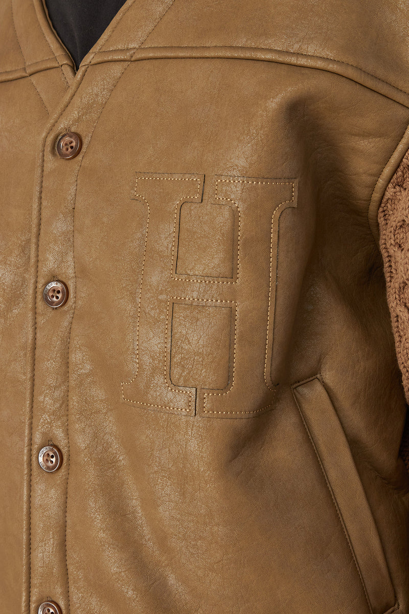Honor The Gift Mens Vegan Leather Cardigan 'Olive' - ROOTED