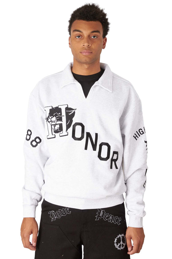 Honor The Gift Mens Mascot Henley Sweater 'Heather Grey' - ROOTED