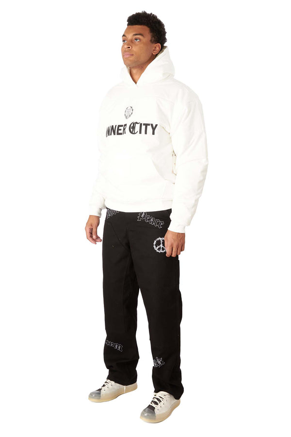 Honor The Gift Mens Inner City Puff Hoodie 'White' - ROOTED