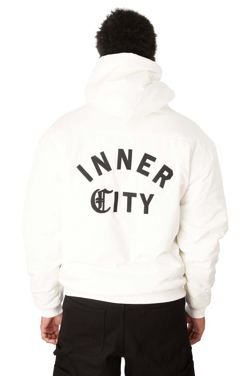 Honor The Gift Mens Inner City Puff Hoodie 'White' - ROOTED