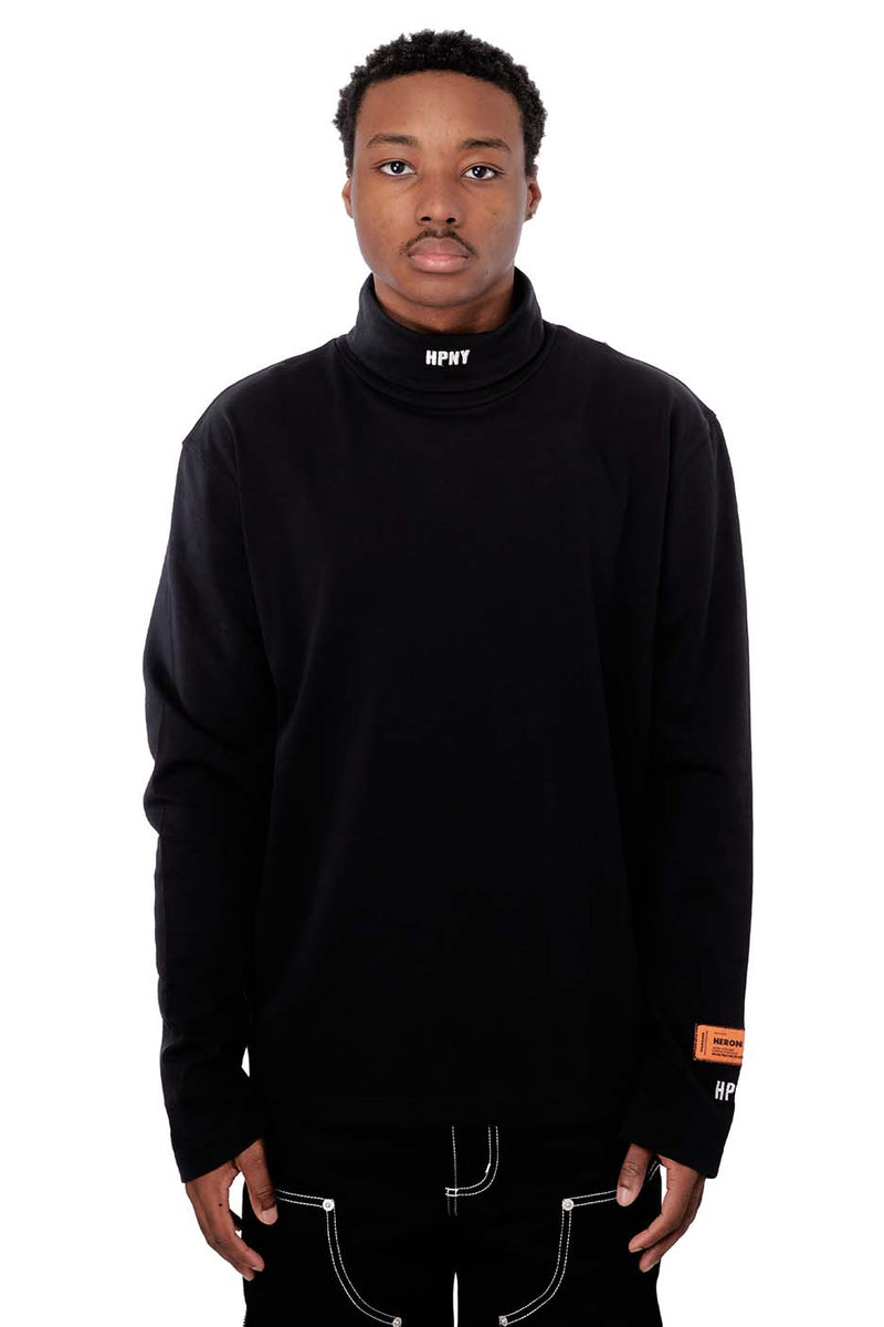 Heron Preston Mens Embroidred Rollback LS Tee 'Black/White' | ROOTED