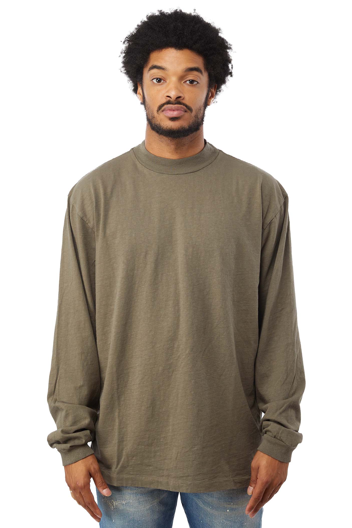 John Elliott Mens 900 LS Mock Tee 'Oak' | ROOTED