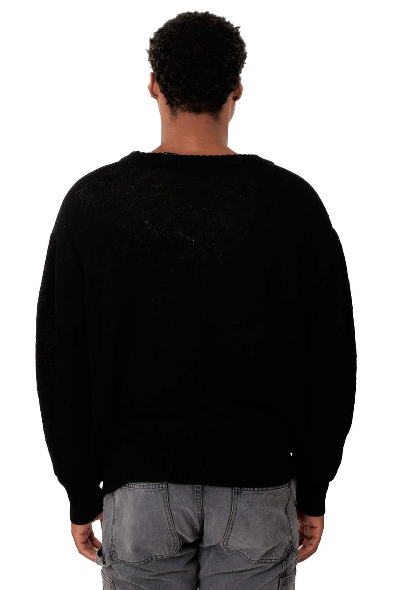 John Elliott Mens High Twist Wool Cardigan 'Black' - ROOTED