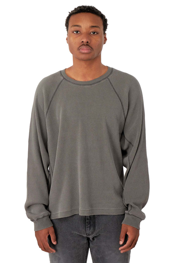 John Elliott Mens Thermal Crew 'Washed Black' - ROOTED