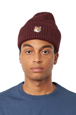 Maison Kitsune Fox Head Ribbed Hat | ROOTED