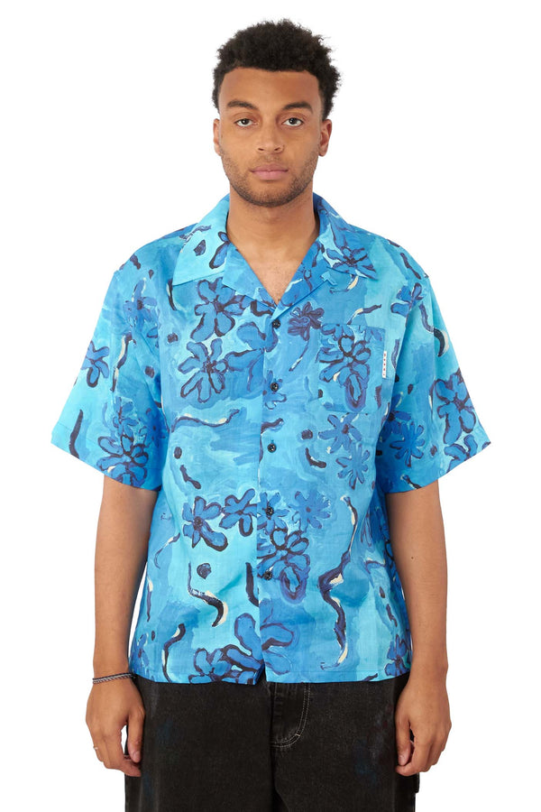 Marni Mens Short Sleeve Bowling Shirt 'Azure' - ROOTED