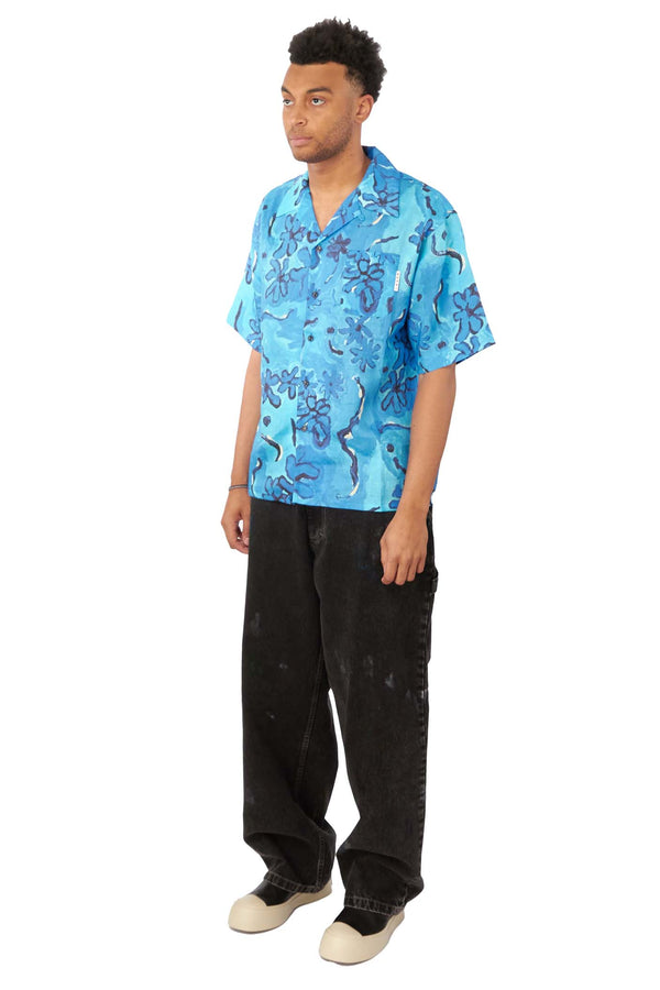 Marni Mens Short Sleeve Bowling Shirt 'Azure' - ROOTED