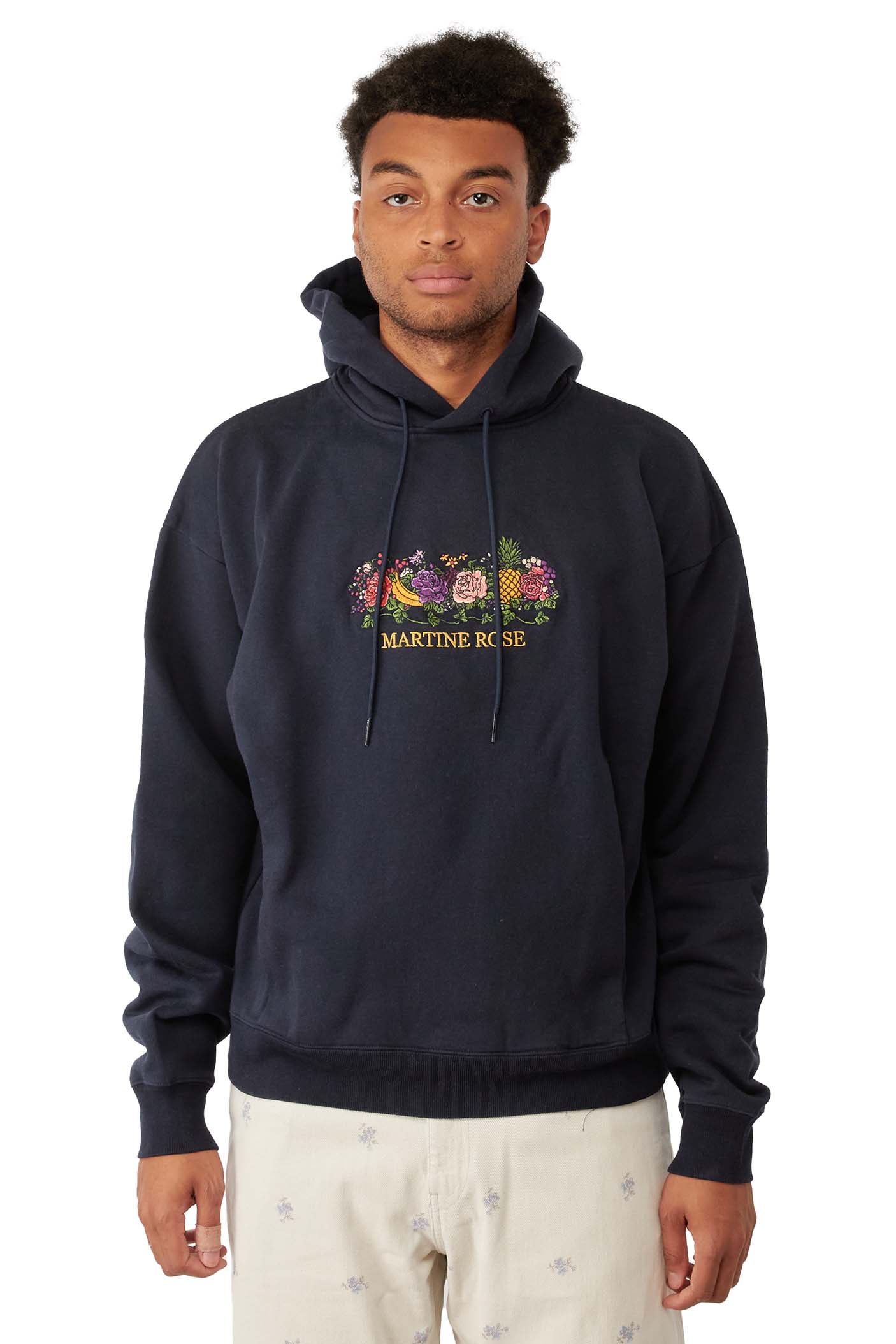 Martine Rose Mens Pullover Hoodie 'Navy' - ROOTED