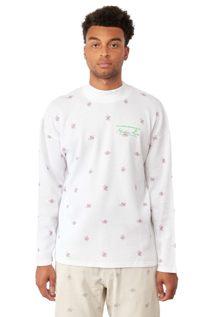 Martine Rose Mens Funnel Neck Tee 'Lilac Daisy' | ROOTED