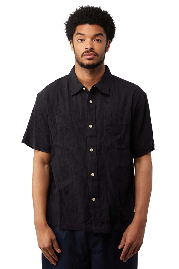 Stussy Wrinkly Cotton Gauze Shirt 'Black' - ROOTED